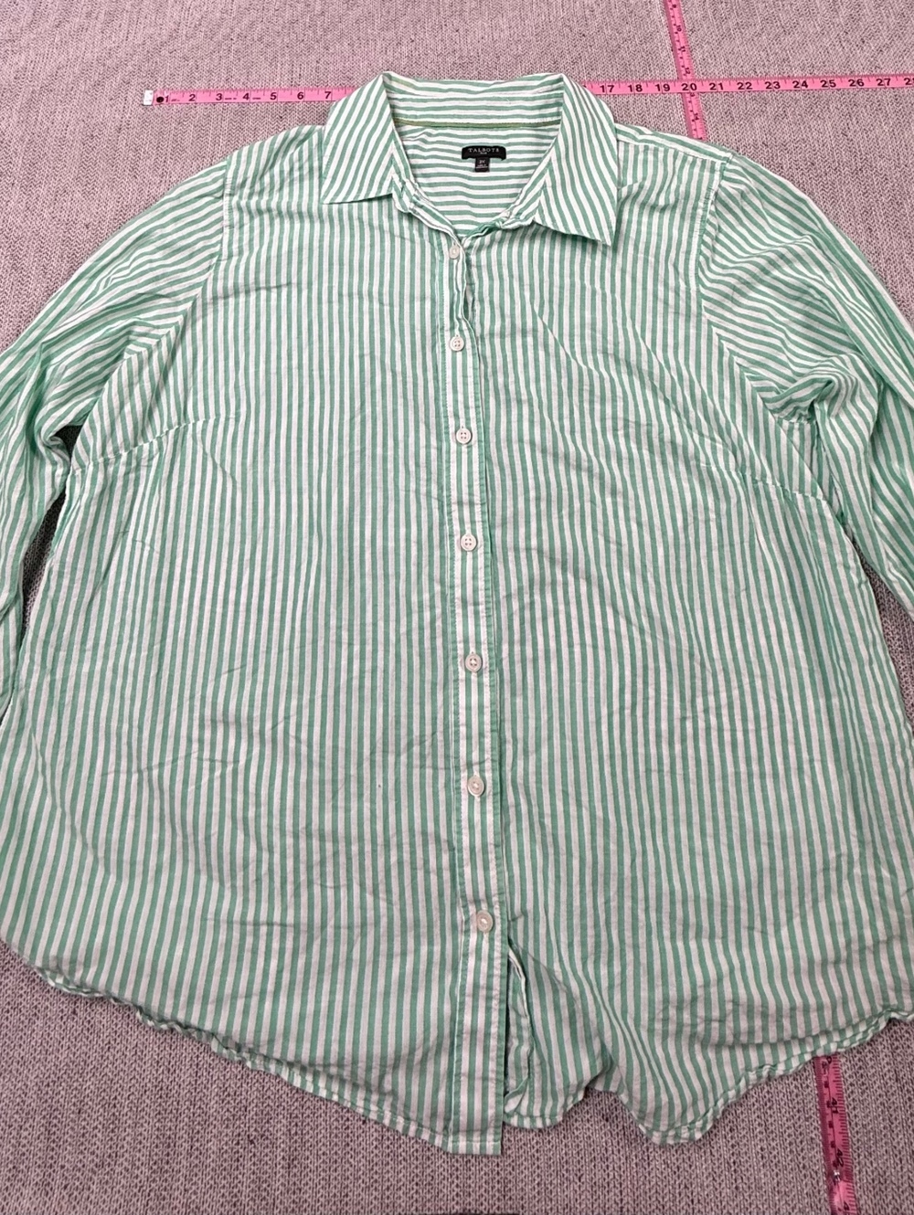 Talbots Button-Down Shirt Women Regular Green Cotton L